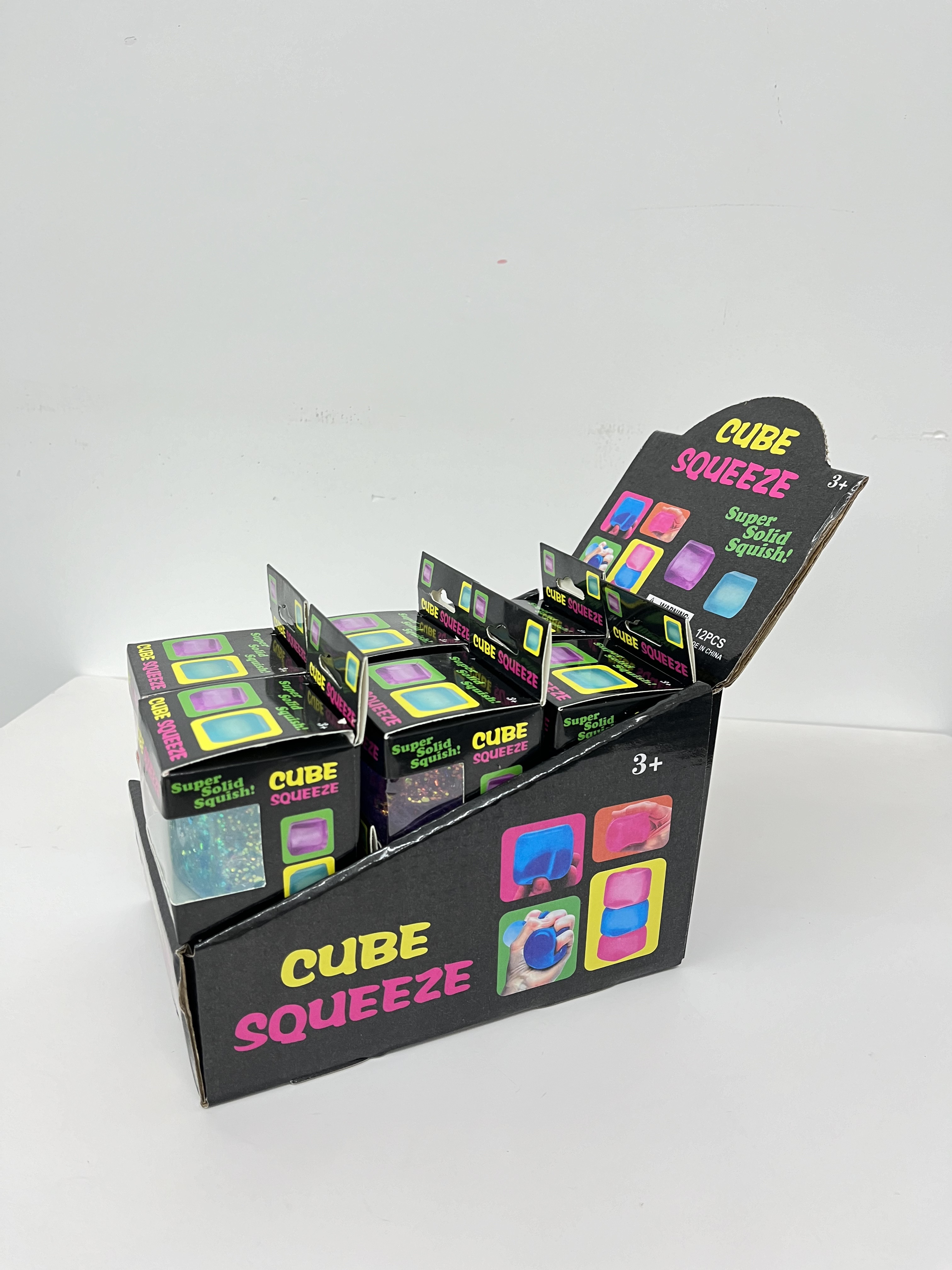 Maltose Glitter Cube Squeeze Squishy Toy, 5cm Slow Rise Stretchy Gel Stress Relief Fidget Toy with gift box for Stress Relief Party Favors