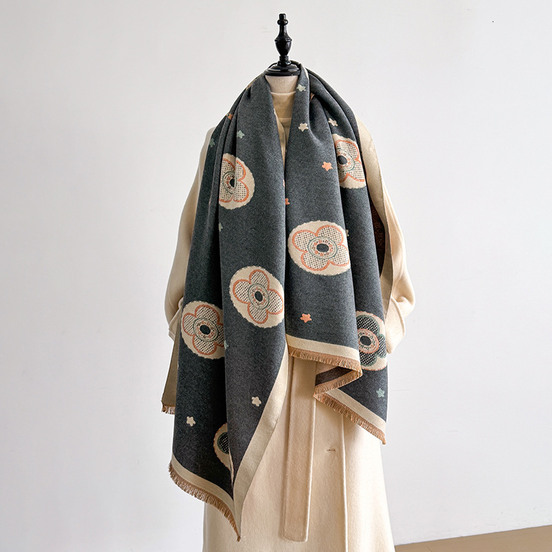 Designer Scarf Luxurious Women's Shawl Geometric Pattern Synthetic Cashmere Double-sided Scarf Outdoor Warmth And Protection