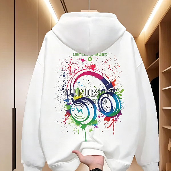 Men's Oversize Oversized Hoodie, College Style, Heavyweight Fleece Lined, Printed Loose Plus Size Casual Hooded Jacket for Autumn Winter