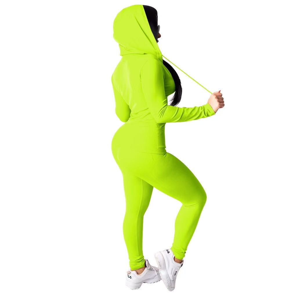 Women jogging suit fall winter tracksuits long sleeve jacket+pants solid color two piece set casual plus size 2XL outfits sweatsuits 4204