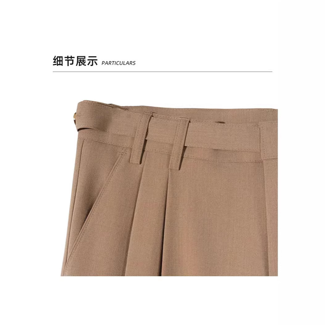 Luxury Brand Designer Mens Old Money Style High Waist Wide Leg Suit Pants Paris Buckle Wrinkle-Free Casual Trousers Daily Wear Chic Stylish Modern Tre