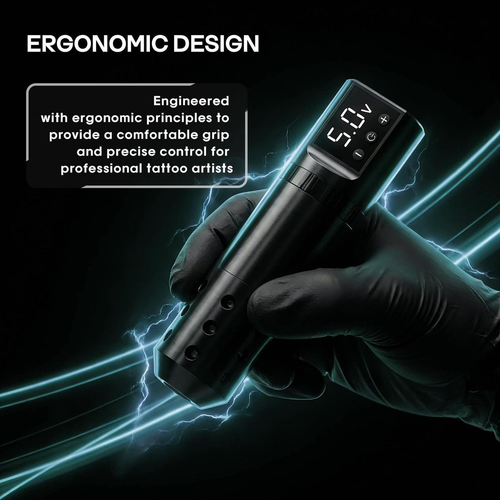 POSEIDON Tattoo Pen Kit Rotary Wireless Tattoo Machine Kit Coreless Motor High Quality Tattoo Gun Kit for Tattoo Artist 240708