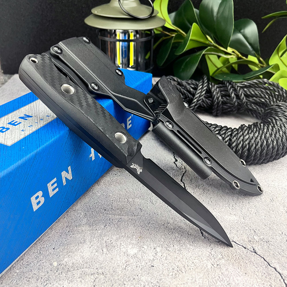 Straight Knife Nylon Fiber Handle D2 Blade Outdoor Hunting, Combat, Defense, Cutting and Multi-functional Camping Tool BM 163BK