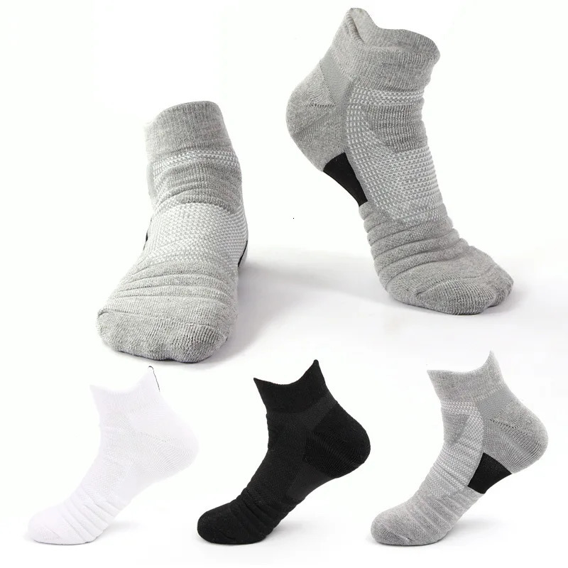 5 Pairs Men Cushion Performance Athletic Crew Socks Running Basketball Outdoor Sports Ankle Socks High Tube Autumn Winter Socks 260424