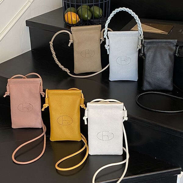 Heesmrn Mini Envelope Phone Women's Bag H First Layer Cowhide Automatic Closure Genuine Leather Crossbody Niche