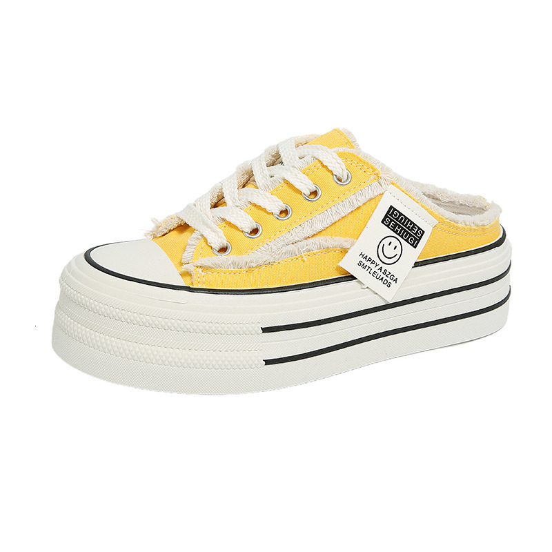 Can Be Worn As A Pair Women S Thick Soles Versatile With One Foot The New Niche Design Increases The Height Of Casual Canvas Shoes Ddmysaturn