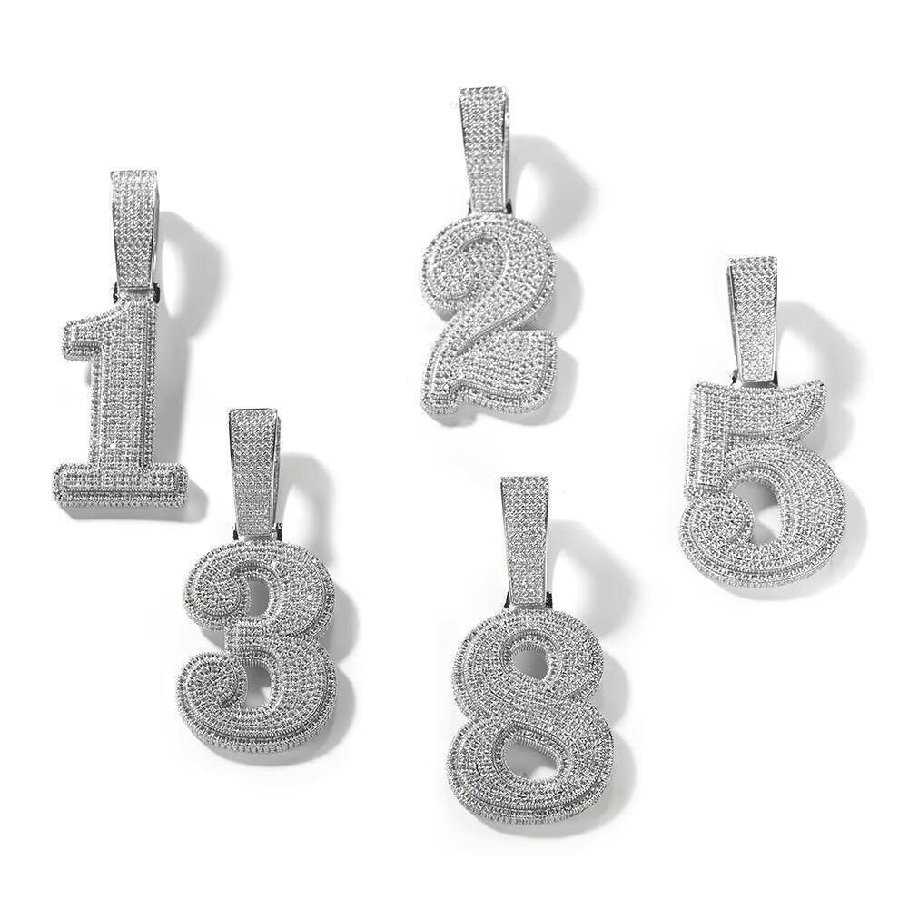 Hip Moissanite Lucky Number Pendant Single Big Numbers Pendant Necklace 0 to 9 Special Rapper Jewelry