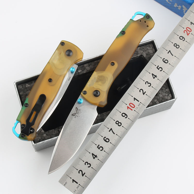 BM 535 PEI Transparent Outdoor Folding Knife Wild Camping Convenient Sharp Knife EDC Fruit Pocket knives for outdoor travel