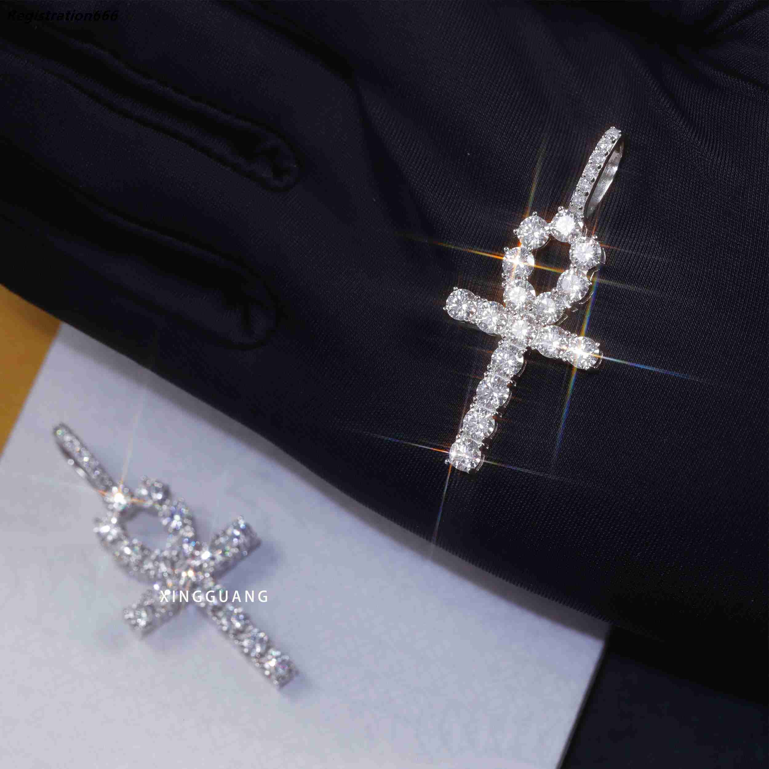 Hot Sale Rope Chain 4mm Moissanite 18K Gold Plated 925 Silver High Quality Egyptian Life Key Ankh Cross Pendant Necklace