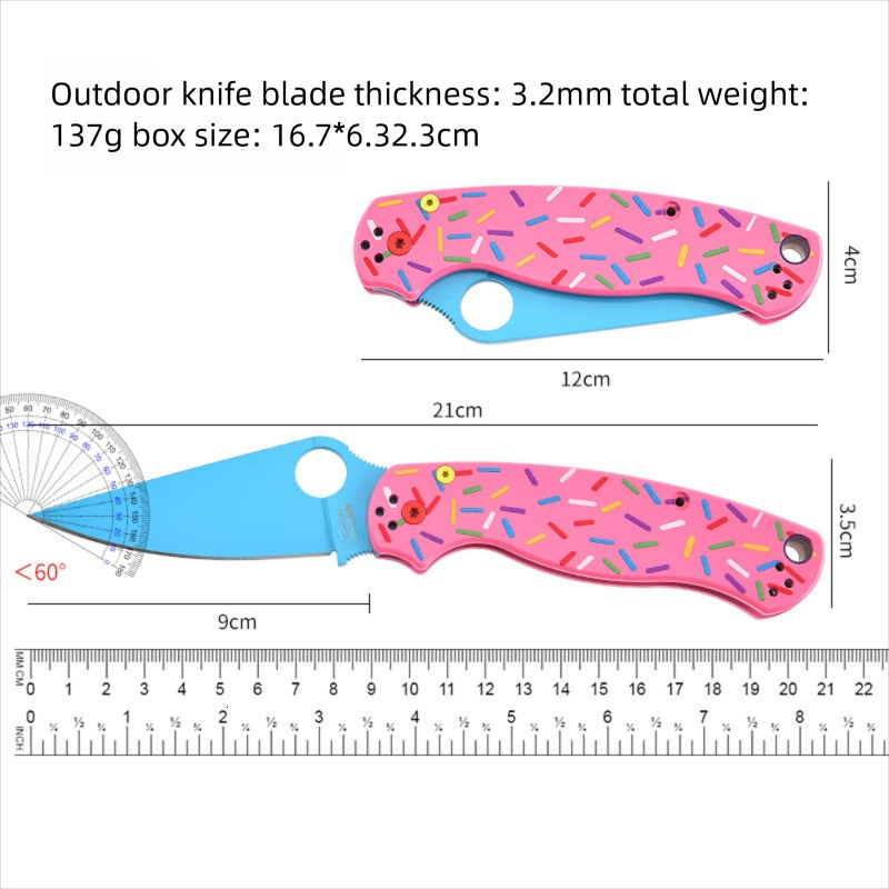 C81 Donut Outdoor Portable Pocket Aluminum Alloy Folding Self-Defense Fruit Knife Bugout Donut Pink Aluminum Bearing folding knife