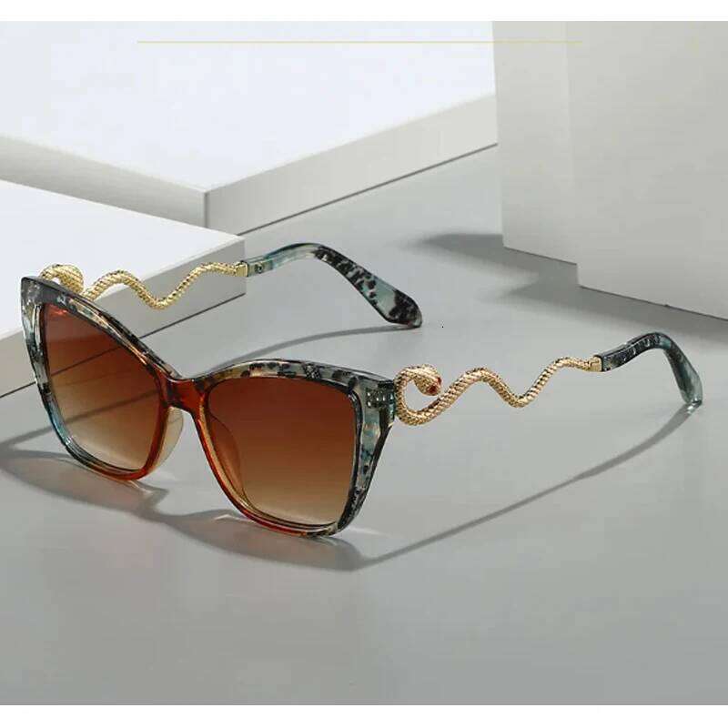 Fashion Large Frame Cat Eye Sunglasses Women Gradient UV Protection Glasses Brand Sexy Ladies Metal Snake Eyeglasses Chunjinqiuli
