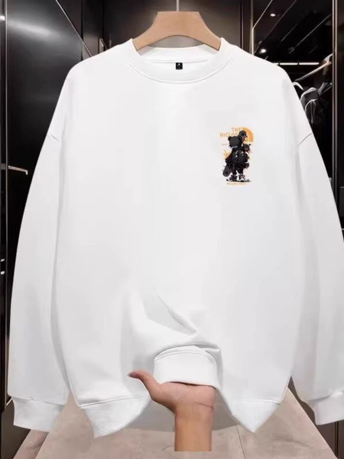 High Quality Casual Long Sleeve Sweatshirt, Unisex Streetwear, Loose Fit, Versatile, Fleece Lined, Warm Crew Neck Tops