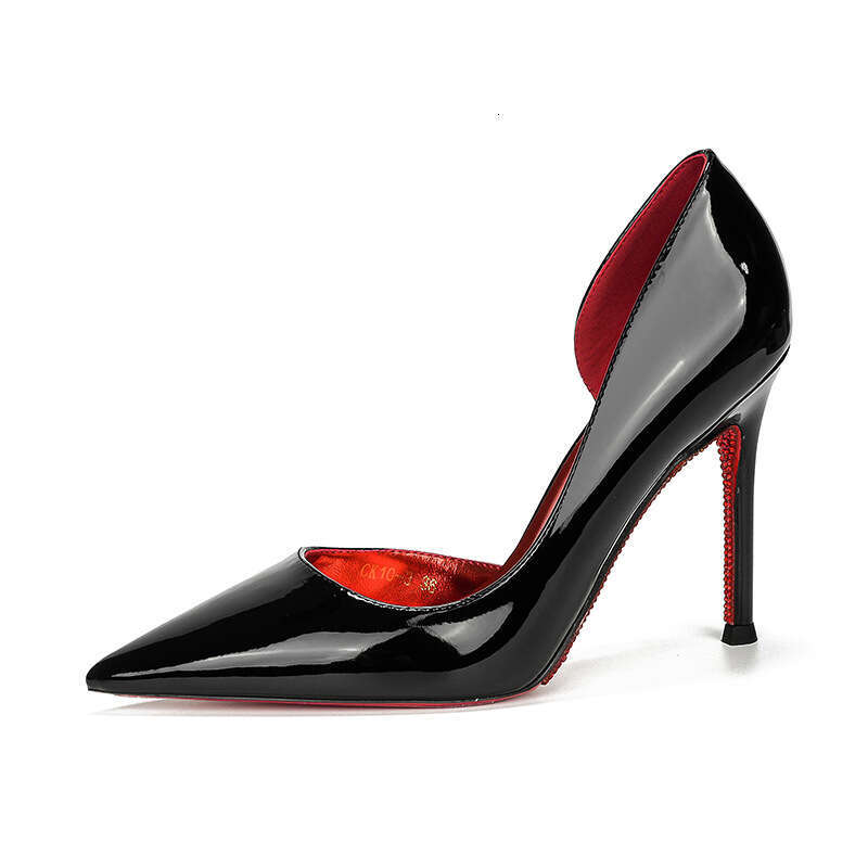 Nude Rhinestone Red Sole Side Hollow Full Wrap Stiletto Heels For Women Pointed Toe Shallow Mouth Sexy Elegant Versatile High-End Comfortable