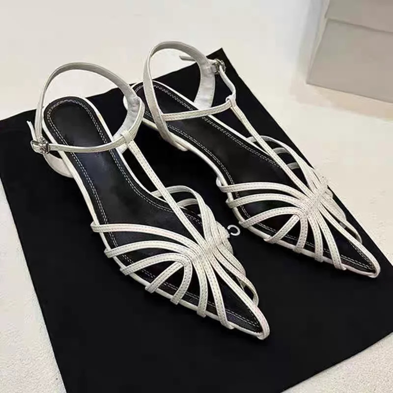 Women Shoes Narrow Band Summer Sexy Sandals ner Sandals Kitten Heels Pointed Toe Ladies Simple Footwear Orange Shoes Size43 260424