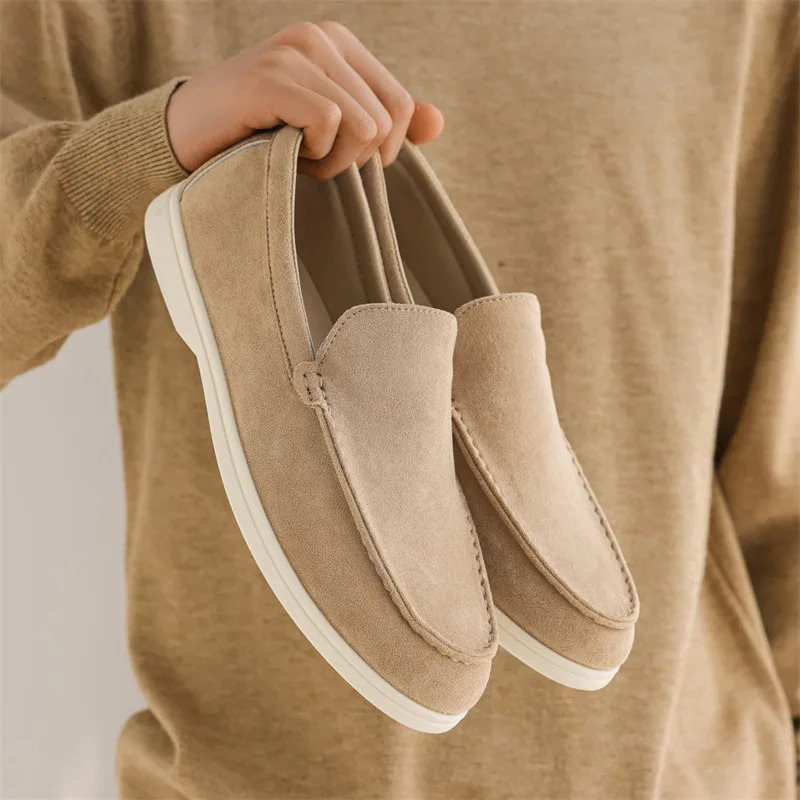 Mens Casual Shoes Suede Leather Loafers Classic British Style Men Shoes Lightweight Soft Moccasins Male Slip on Driving Flats 260424