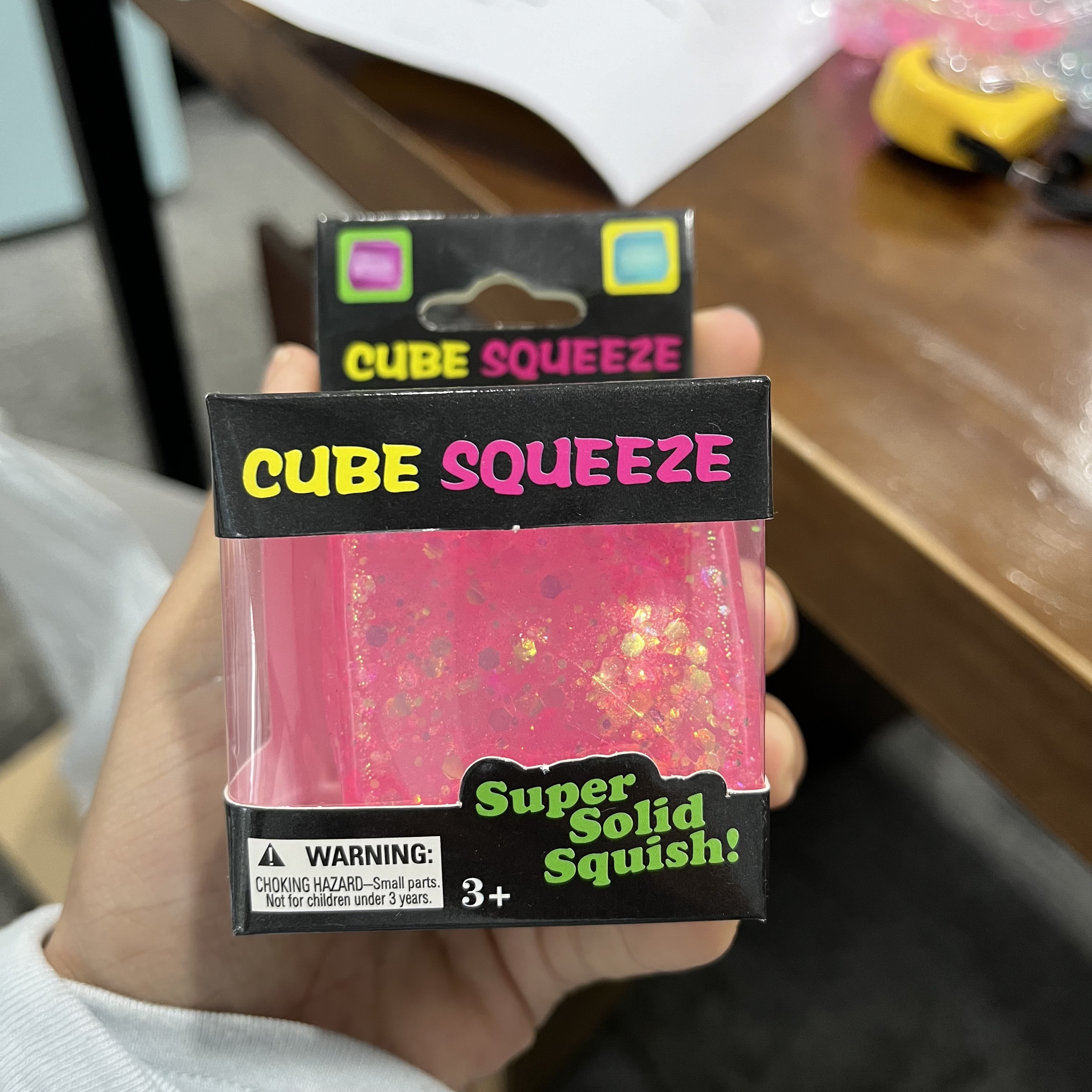 Maltose Glitter Cube Squeeze Squishy Toy, 5cm Slow Rise Stretchy Gel Stress Relief Fidget Toy with gift box for Stress Relief Party Favors