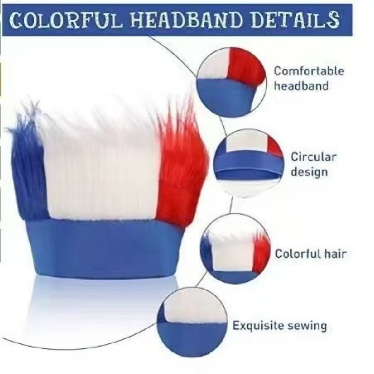 National Flag Wigs Fans Cheering Hairpiece For World Cup European Championship