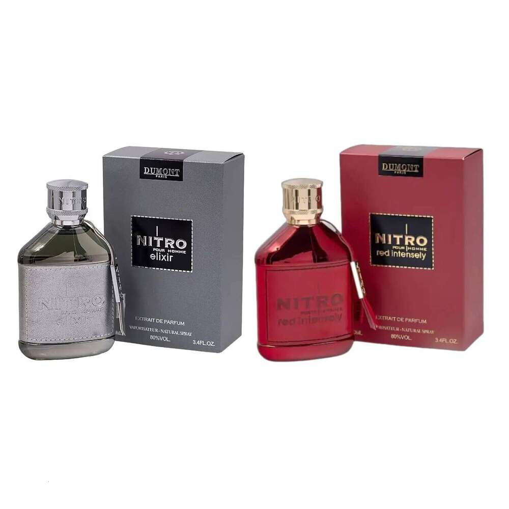 Dumont Red Intensely and Nitro Elixir Combo Extrait de Parfum for Men women | Long Lasting Luxury Scent (3.4 Fl Oz Each) 26W0424
