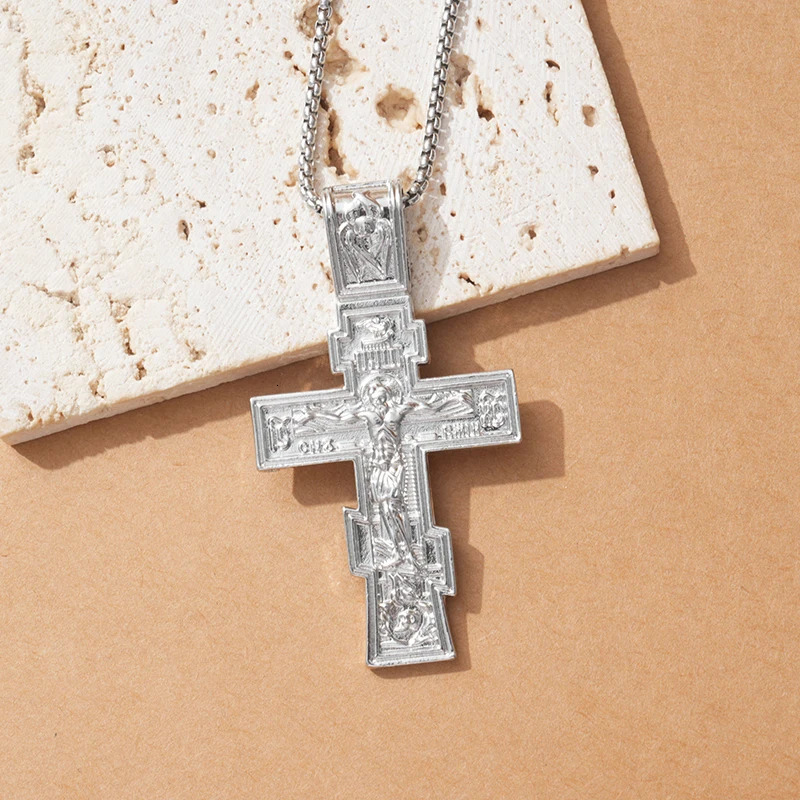 Movie John Wick Jesus Cross Necklace Crucifix Eastern Orthodox Prayer Big Pendant For Men Women Jewelry Accessories Gifts 260423 - view 5