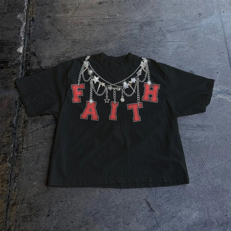 American style Y2K Vintage Graphic Street Classic Printed Mens Loose T-shirt Mens and Womens Hip-hop Street Printed T-shirt Couple Top 250213