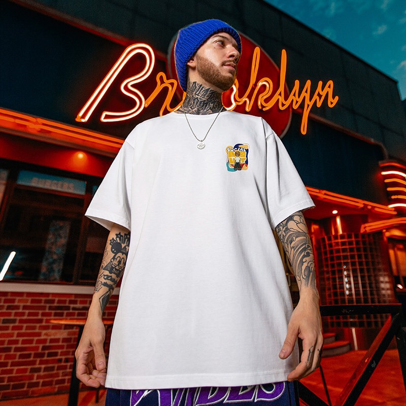 2026 Summer New Men's T-Shirt, American Ins Streetwear, Hong Kong Style, Loose Fit, Plus Size Casual Cotton Short Sleeve Tops for Men