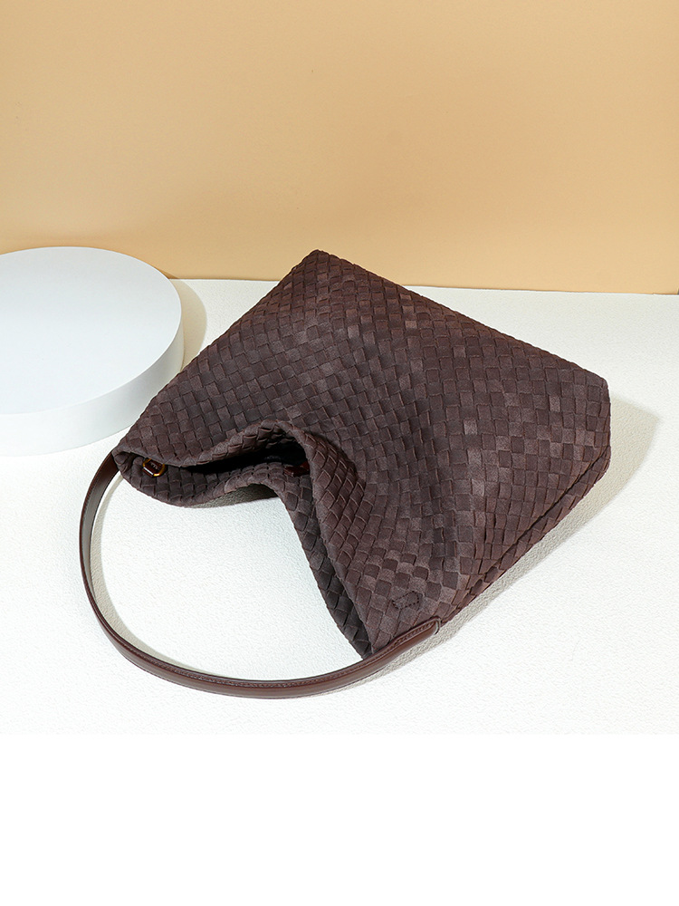 Vintage Pebble-Weave Shoulder Bag Women's Large-Capacity Convertible Crossbody Bag Perfect for daily commuting and casual outings