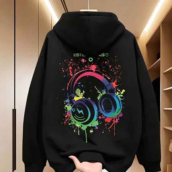 Men's Oversize Oversized Hoodie, College Style, Heavyweight Fleece Lined, Printed Loose Plus Size Casual Hooded Jacket for Autumn Winter