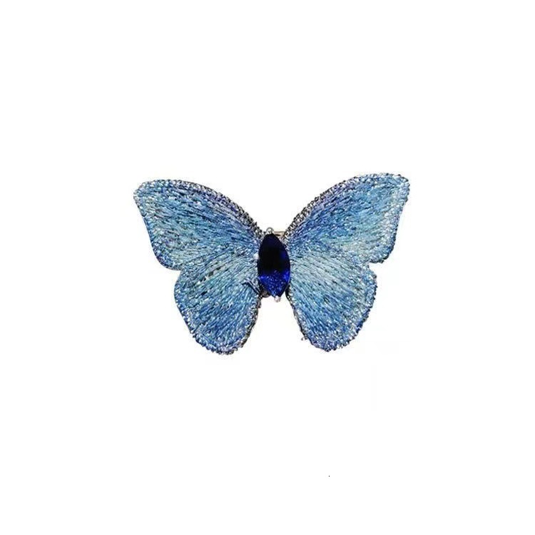 Women Jewerlry Designer New Chinese Retro Blue Butterfly Brooch with Faux Pearl Pin for Women High-end Elegant Fashion Brooch for Suit Wedding Party A