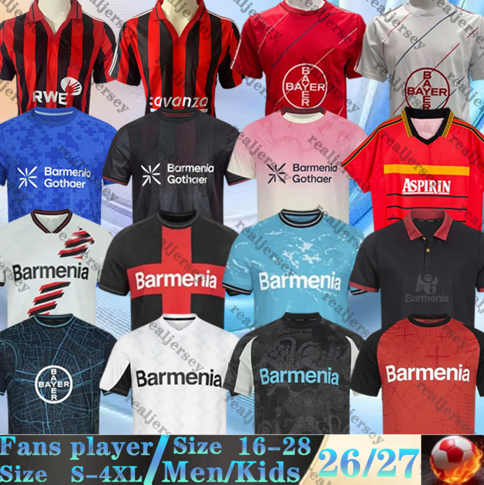 2025 2026 Bayers Leverkusen Soccer Jerseys Retro 87 88 99 00 01 02 SCHICK TERRIER BONIFACE ALEIX GARCIA HOFMANN ANDRICH PALACIOS 23 24 25 26 Football Shirts men kids kit