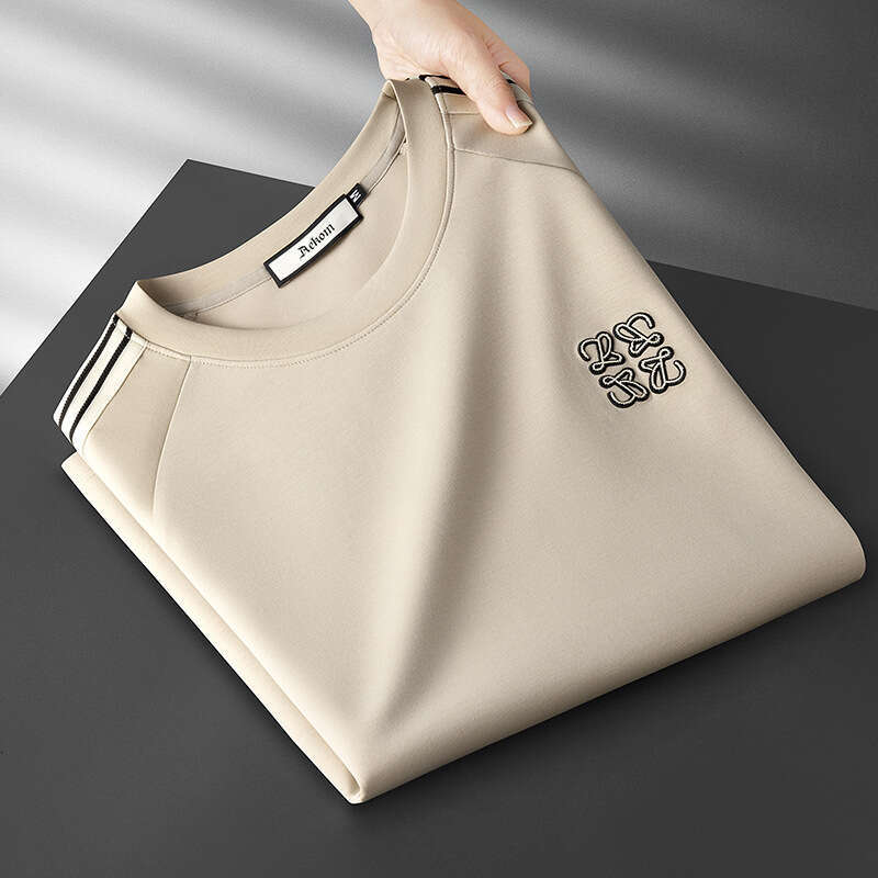 High-End Fashionable Soft Modal Embroidered Short-Sleeve T-Shirt For Men, Summer Thin Cool Round-Neck Half-Sleeve Men's Tee Asia Size