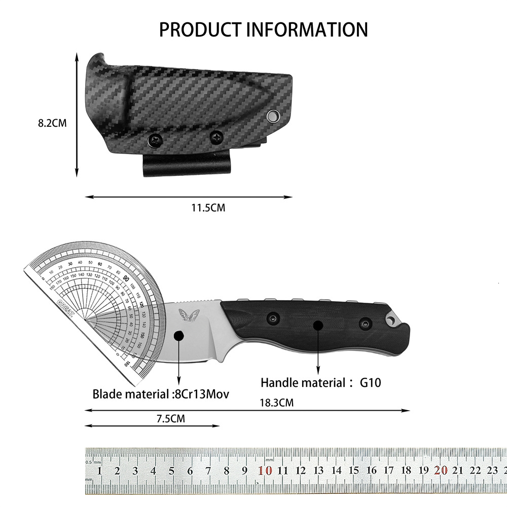 BM 15017 with K-shield Small Straight Knife 8Cr13Mov Blade G10 Handle High Hardness Portable Self-defense Tactical Knife