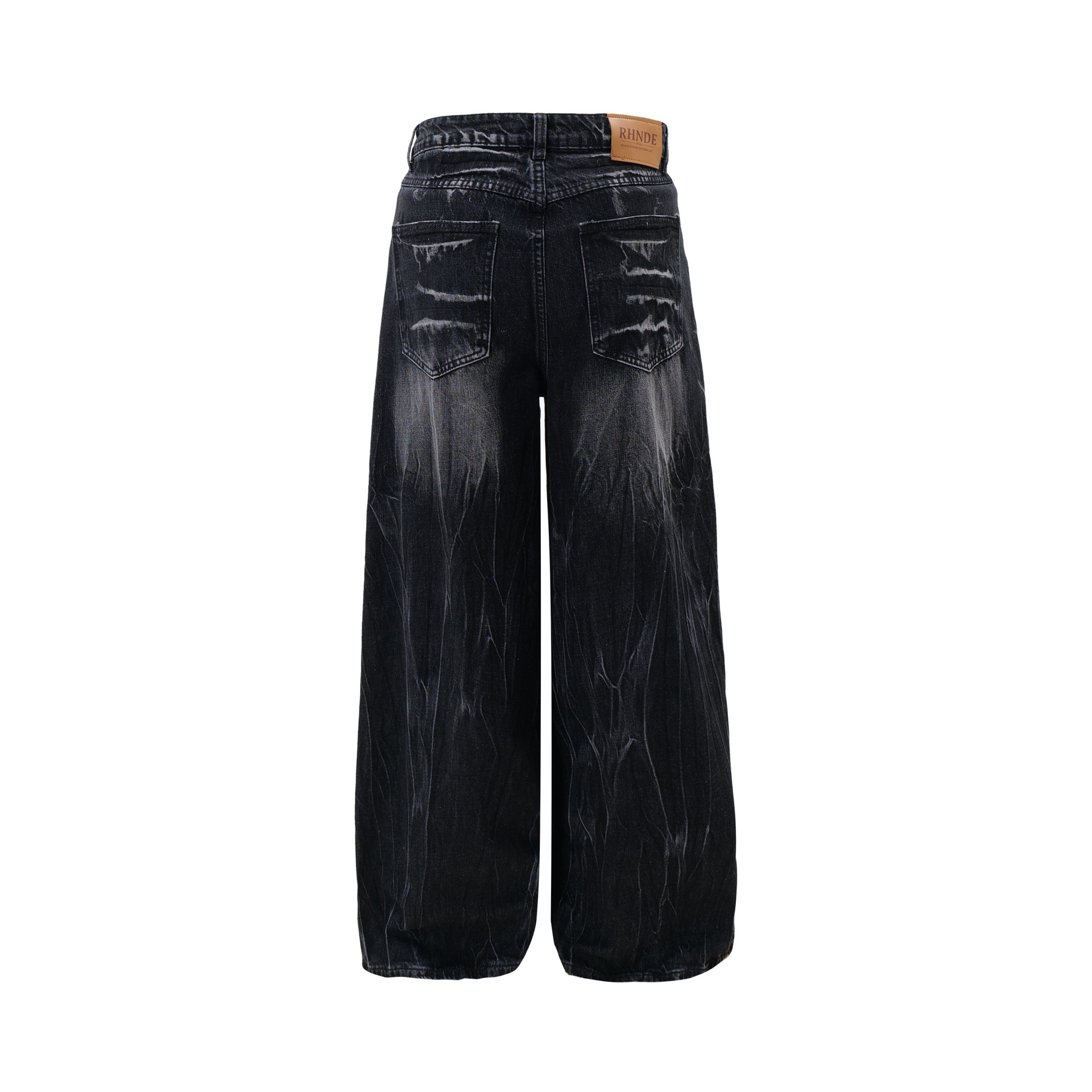 Men's American Vintage Cleanfit Washed Distressed Jeans, Niche Lightning Pattern Vibe, Loose Wide-Leg Casual Pants