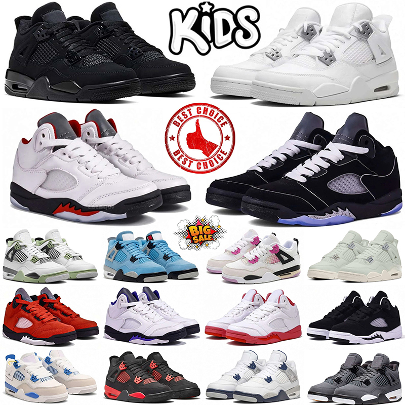 Designer 4s 5s Basketball Kids Shoes Baby Cherry Bred Cool Grey Concord Unc Win Like For Toddler Sneakers Fashion Tennis Shoe Children running shoes 24-35