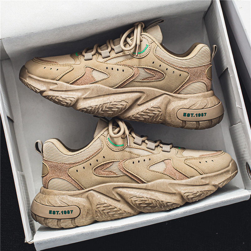 Men's Dad Shoes New Autumn Trend Versatile Mesh Casual Youth Shock Absorption Running Sports Height Increasing