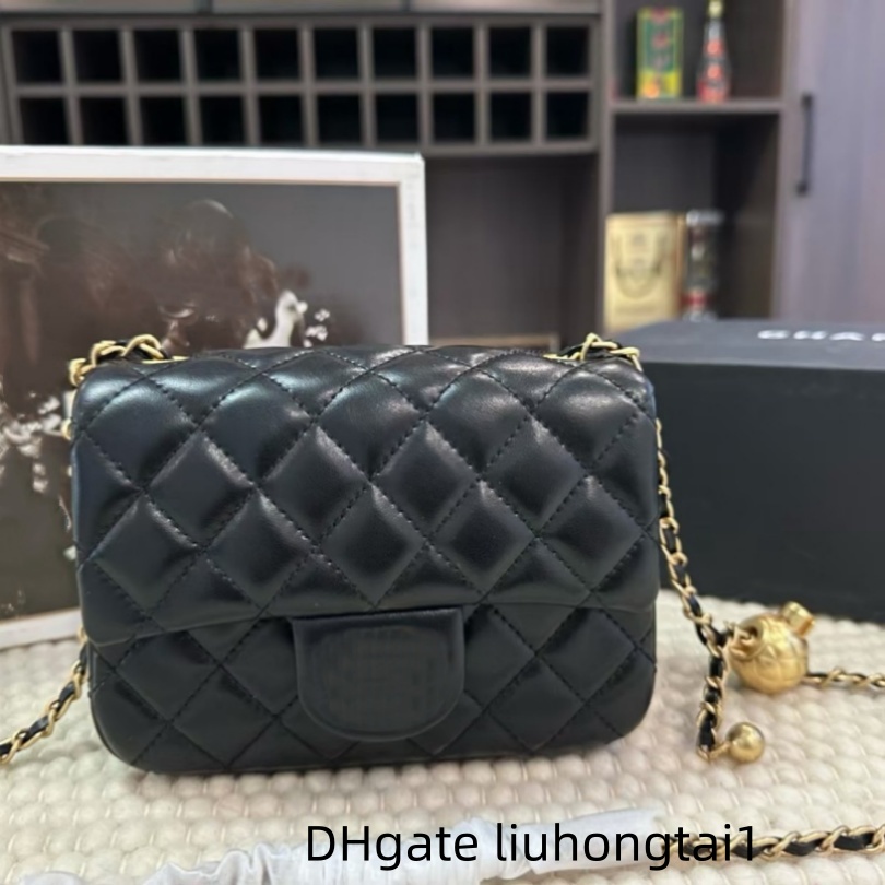 Designer Bag sac de luxe Mirror Quality Flap Shoulder Bag Real Leather Lambskin Classic Black Quilted Bags Chain Golden Little Ball Handbag