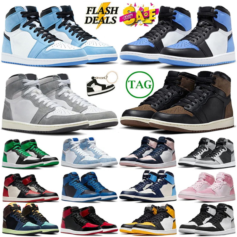 Designer 1s Basketball Shoes Men Women 1 Sneakers University Blue Leather Hyper Royal Smoke Grey Chicago Red Dark Mocha OG Digital Pink Outdoor Sports Trainers 36-47