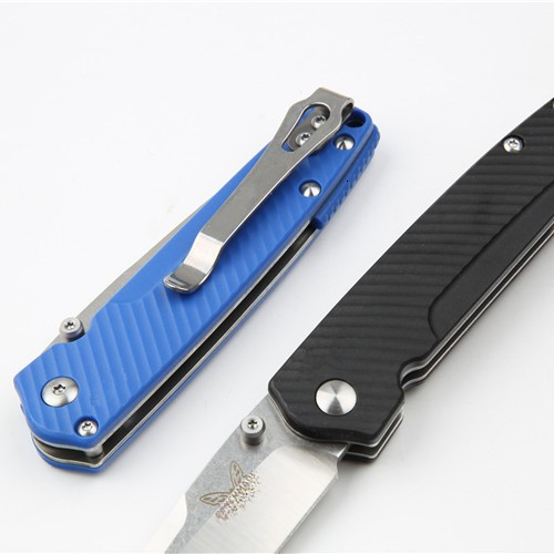 BM 485 Outdoor Folding Knife -M390 Steel Satin Plain Blade, Nylon Fiber Handle for Camping, Hunting, Survival, Tactical