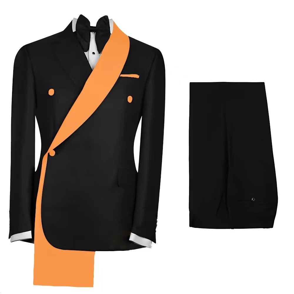 Mens Suits Casual Contrast Color Men 2 Pieces Single Breasted Wedding Groom Tuxedos Customized Blazer Pants Traje Juvenil Masculino