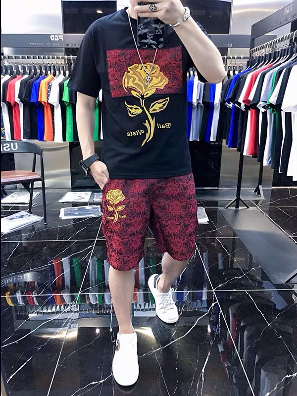 Designer Style Luxury Plus Size Men's Summer Essential High-end Brand Clothing, Pure Cotton Fashion New Short Sleeved T-shirt Top+casual Shorts T