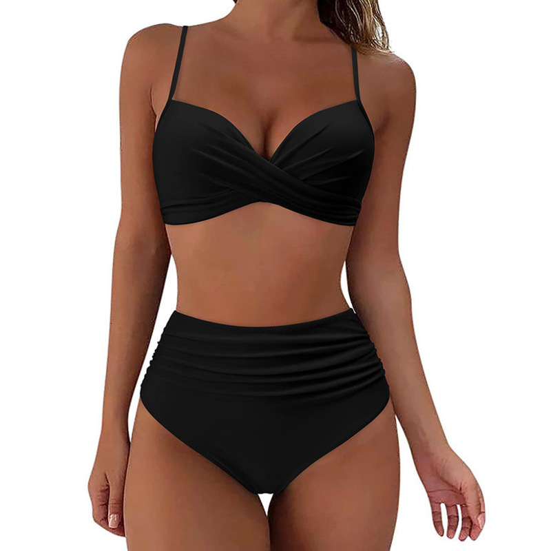 Womens Bikini Luxury Designer Swimsuit High Waist Two Piece Thickened Bathing Suit Sexy Leopard Print Beachwear Summer Swimwear