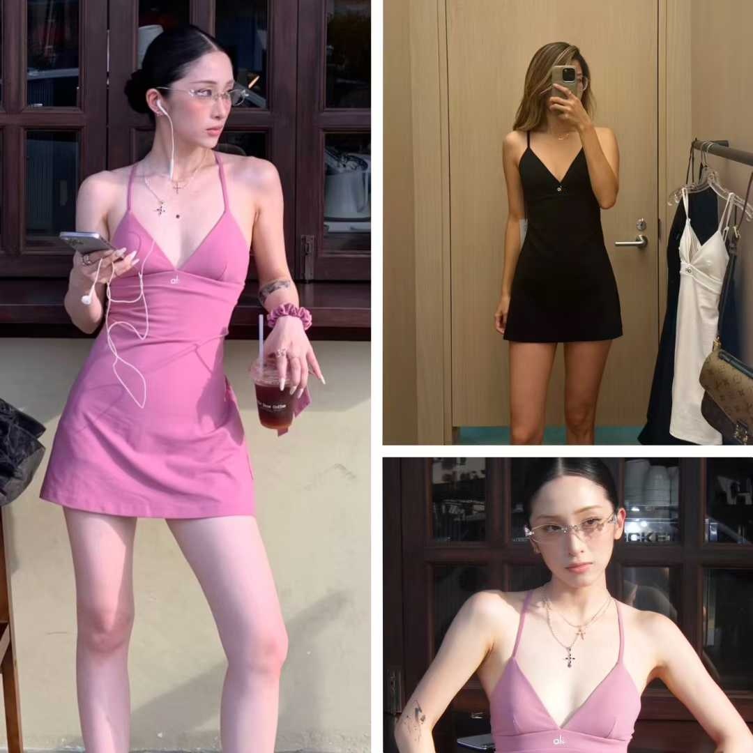Designer Yoga Dress Airbrush Splendor Dress V Neck Sleeveless Sports Dress Pocket Anti Exposure Breathable Tennis Skirt Summer Dress Golf Skirt Womens