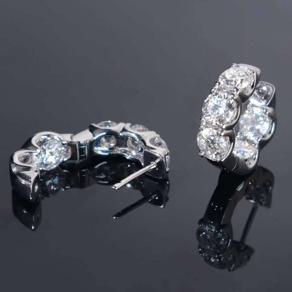 High Quality Hip Hop VVS GRA Certificated Luxury Hoop Wedding Ice with VVS moissanite Earrings - view 3