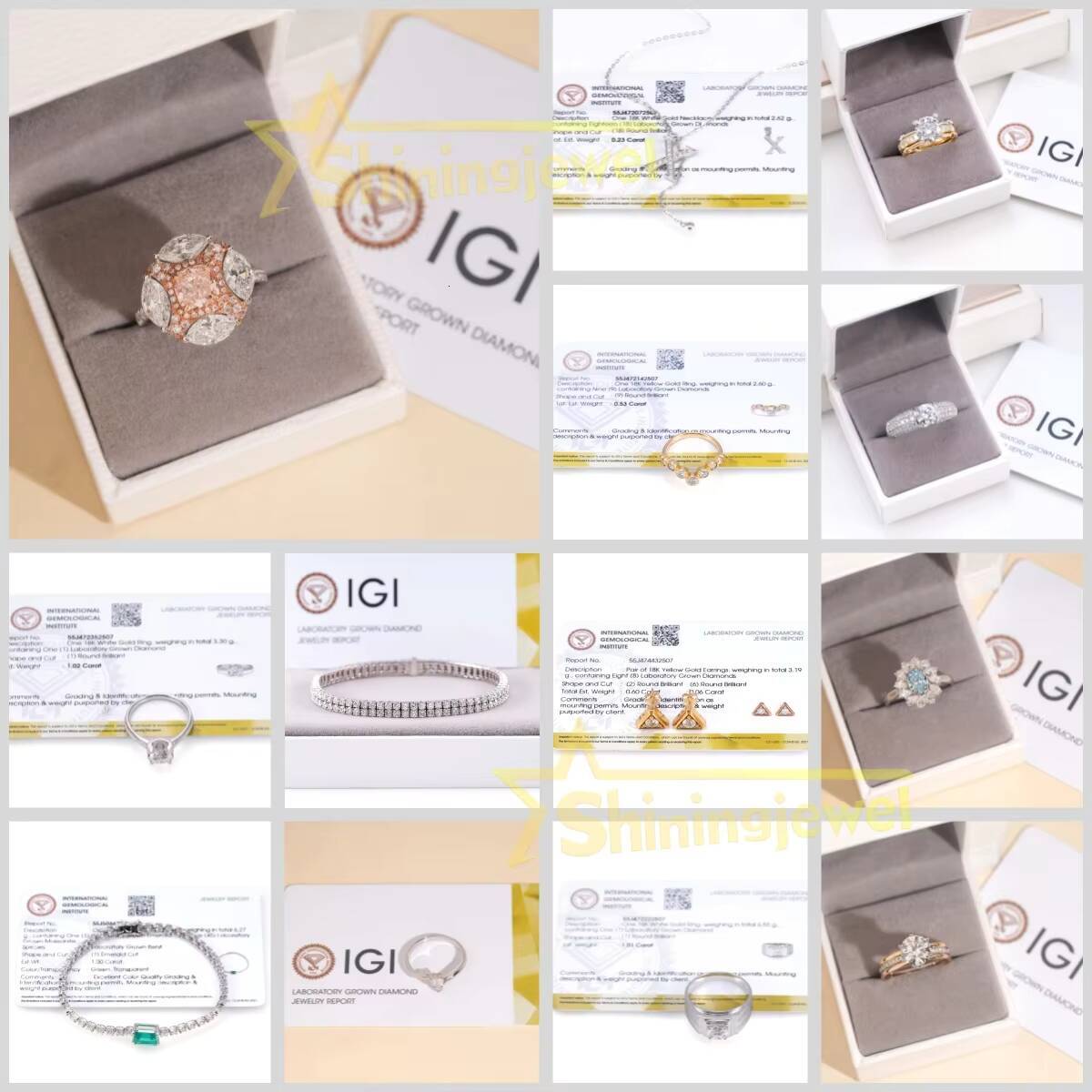 IGI Certified Oval Lab Grown Diamond Side Stone Ring Women Custom 10K 14K 18K VVS Lab Grown Diamond Engagement Ring Jewelry