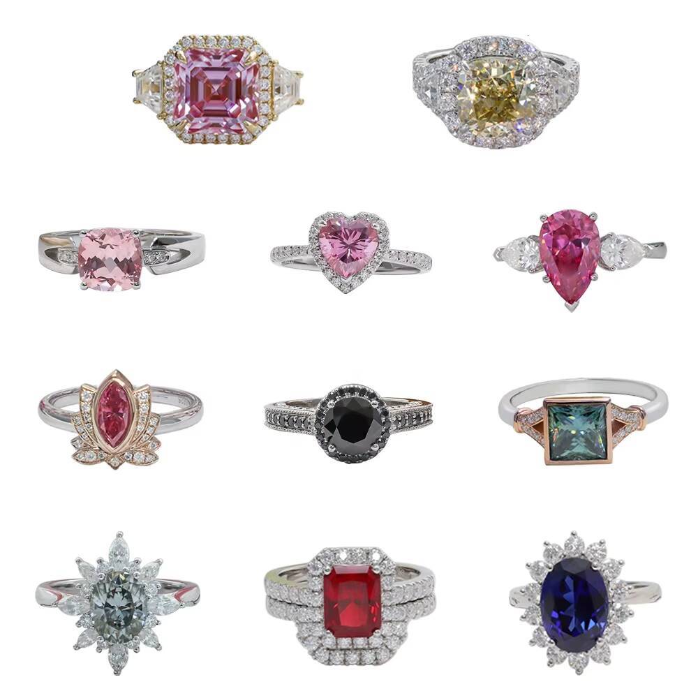 Morgan Pink Color 6x6mm Cushion Cut Lab Grown Sapphire Silver925 Ring with Moissanite Diamond