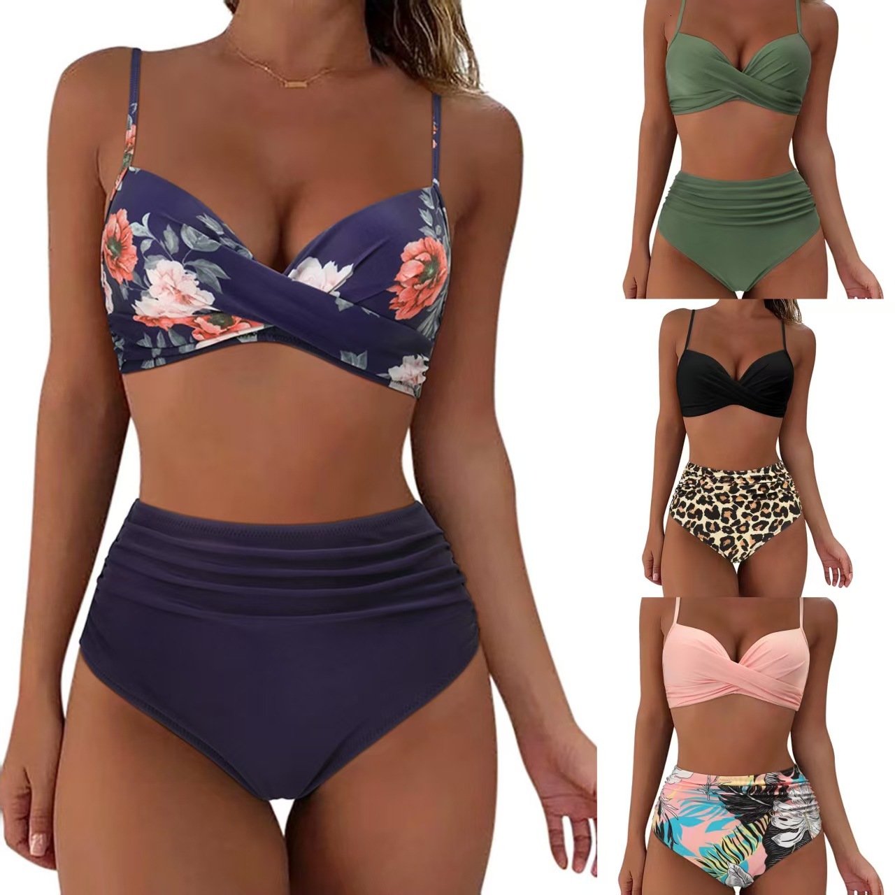 2026 Womens Bikini Luxury Designer Swimsuit High Waist Two Piece Thickened Bathing Suit Sexy Leopard Print Beachwear Summer Brand Swimwear
