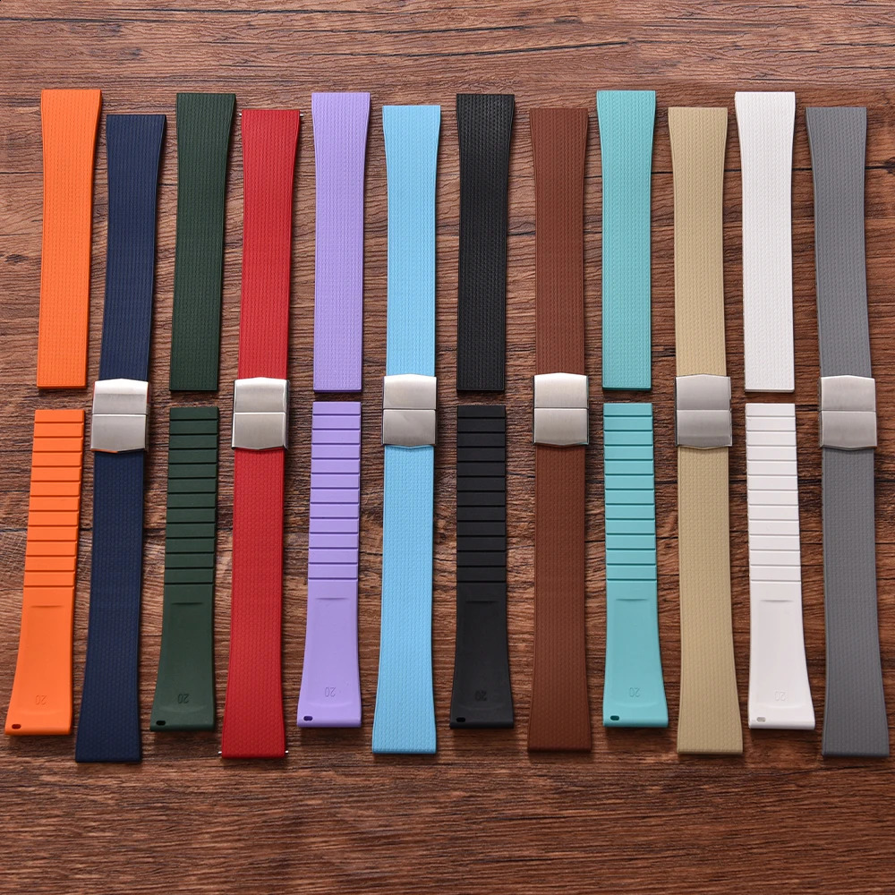 20mm Delugs CTS Fkm Rubber Watch Bands with 4 Color Butterfly Buckle Unique Texture Quick Release Watch Strap for Watch 260422