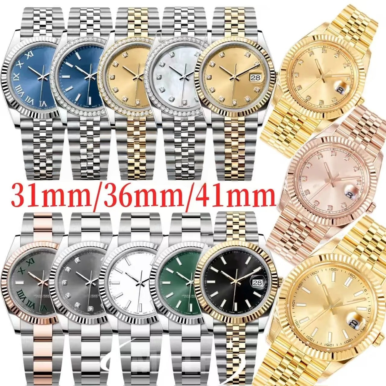 Mens high-quality designer watches men 41/36/31MM 8215 movement sapphire waterproof stainless steel strap ceramic watch for women's automatic mechanical watch