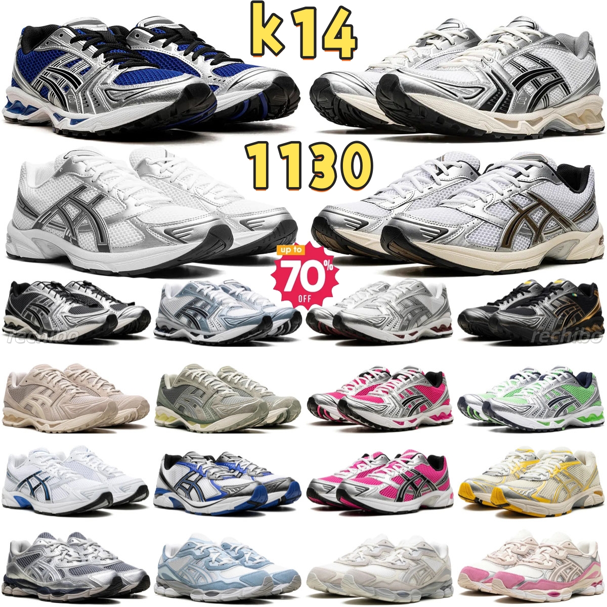 Running Shoes nyc gel k14 1130 Designer sneakers for mens womens pink glow sier cream black white red green orange grey sports trainers outdoor shoes Classic Unisex