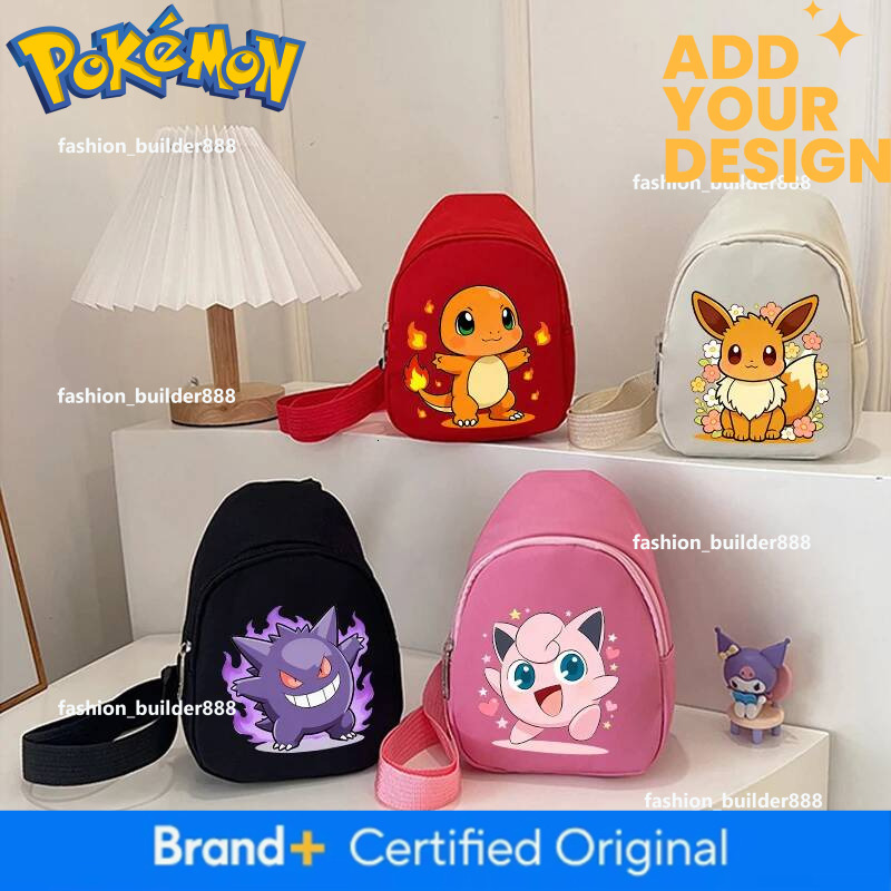 Pokemoned Chest Pack for Girls Boy Anime Cartoon Pikachu Shoulder Bag Students Mini Portable Crossbody Pouch Birthday Gifts