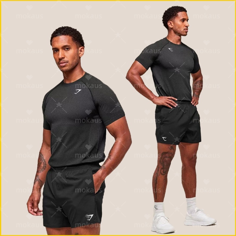gym sharked Mens Onyx T-Shirts Gym Clothing Oversized Cotton Round Neck Shoslve Sports Long-Sleeved Run Fitness Vest Casual T Shirt Outdoor Quick Dry Sports Short